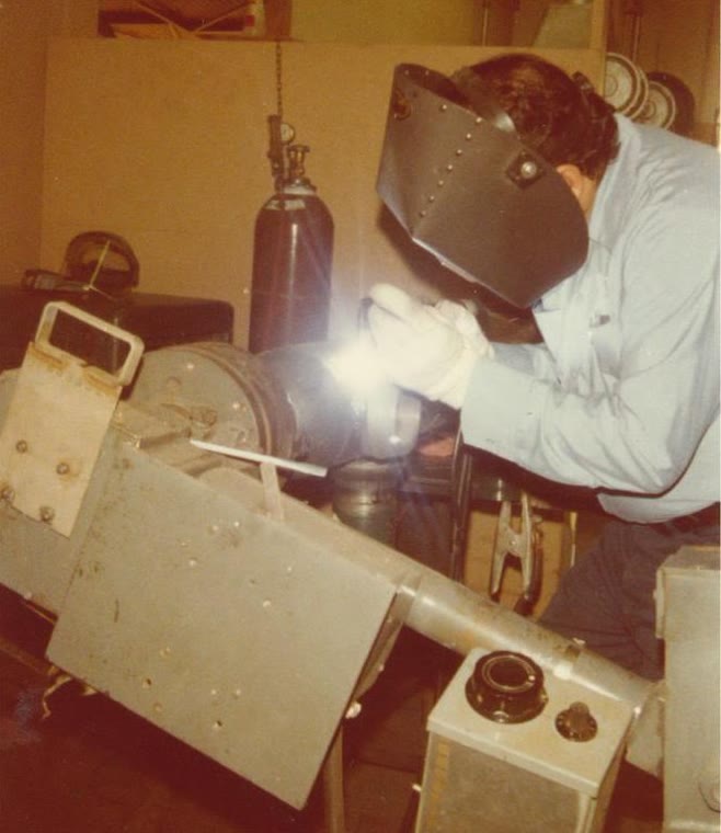 Dan Salazar welding a part to be x-rayed